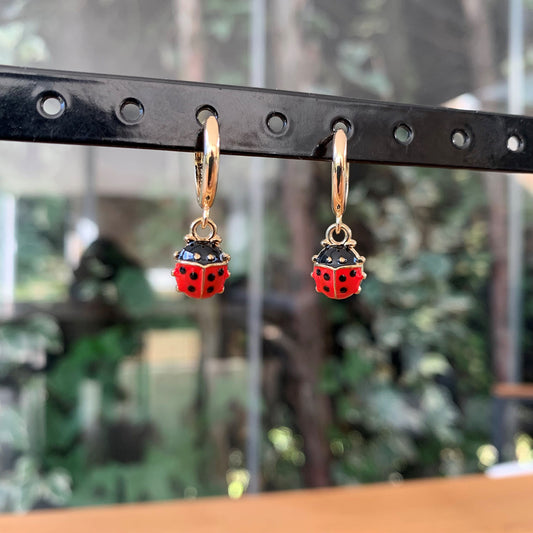 Pendientes Dorados Mujer Mariquitas