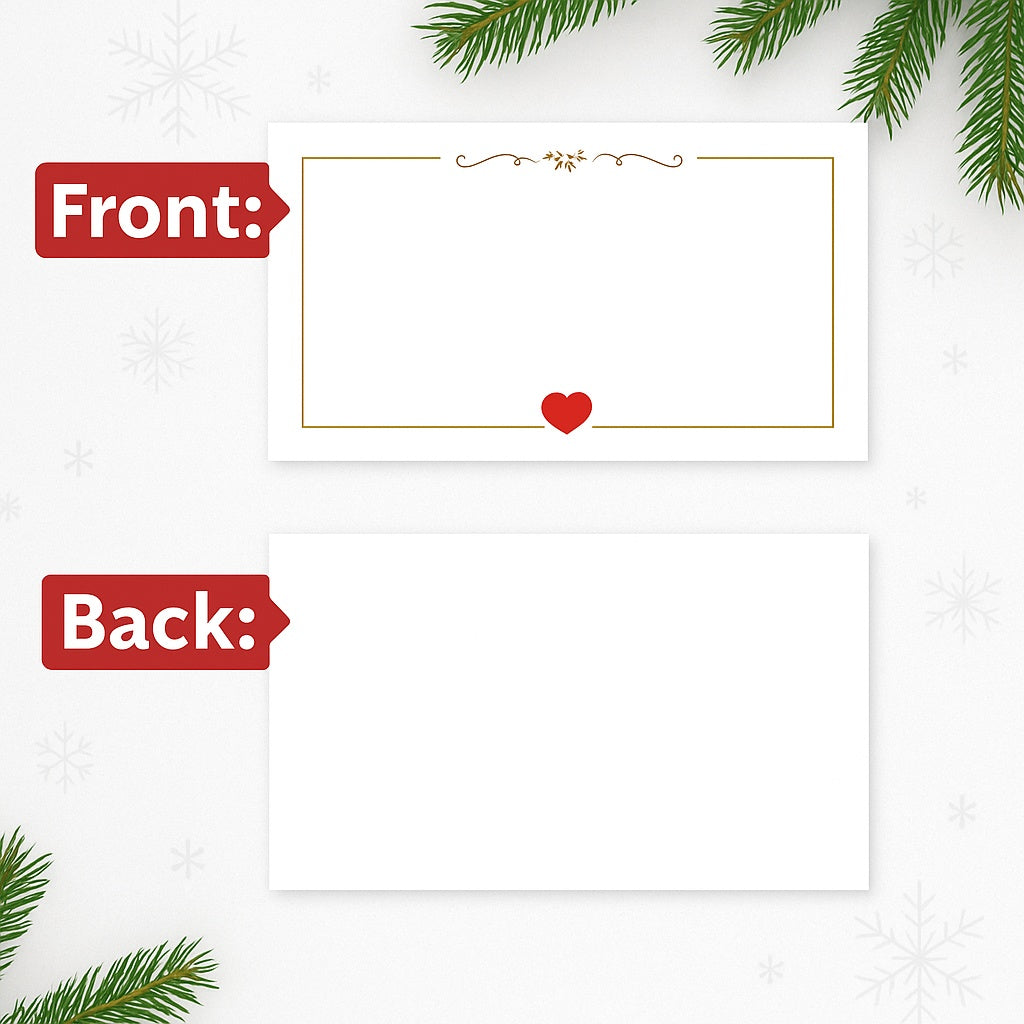✨ Tarjetas de Dedicatoria Navideñas con Detalle de Corazón ❤️
