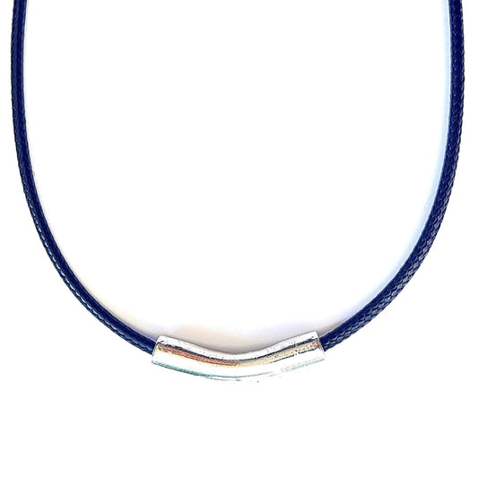 Colgante Mujer Hombre Plata Cuero Acero Inoxidable